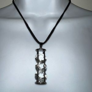 GORGEOUS CRYSTAL TRIO PENDANT ON LEATHER NECKLACE